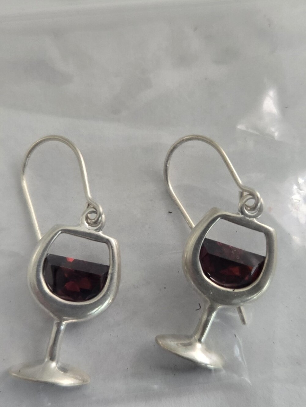 Silpada Designs Sterling Silver Red Wine Glass Drop Earrings - New - 925 Stamp - Picture 3 of 6